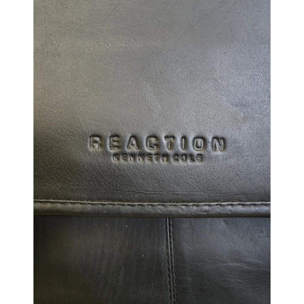 Kenneth Cole Reaction Messenger Bag Briefcase Brown Leather Laptop Large 16